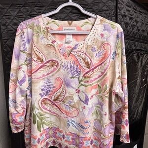 Alfred Dunner Women's Pastel Floral Blouse
